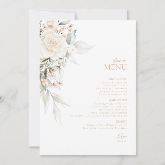 Pearl Blush Floral Elegance Wedding Menu ID989 (Voorkant)
