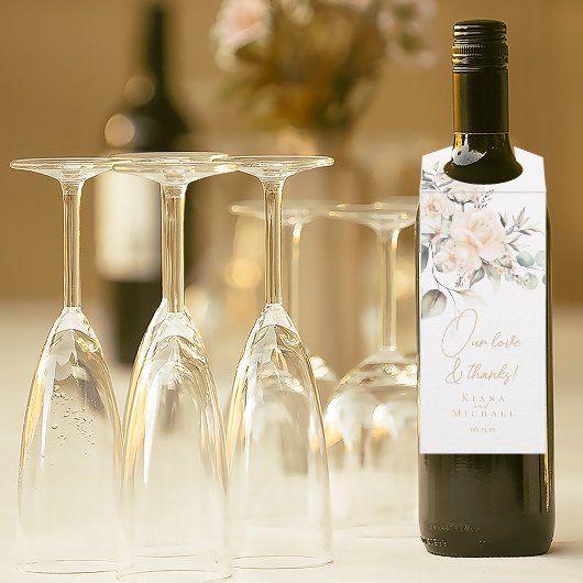 Pearl Blush Floral Wedding Bedankt ID989 Flessenhanger