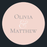 Pearl Blush gepersonaliseerd Ronde Sticker<br><div class="desc">Eenvoudige chique parel blush gepersonaliseerde bruiloft sticker seal.</div>