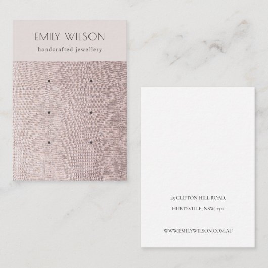Pearl Blush Leather Texture 3 Earning Display Visitekaartje (Voorkant / Achterkant)