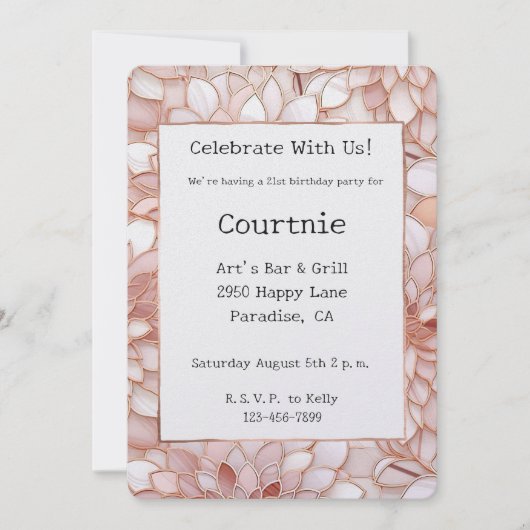 Pearl Blush Pink Rose Bloemen Verjaardag Kaart (Voorkant)