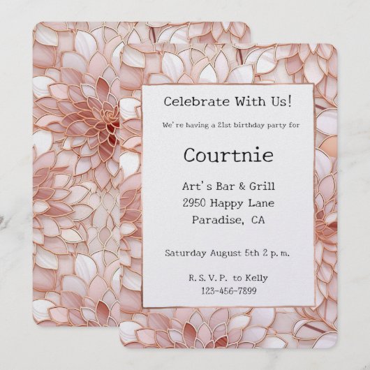 Pearl Blush Pink Rose Bloemen Verjaardag Kaart (Voorkant / Achterkant)