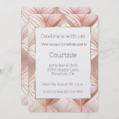 Pearl Blush Pink Rose Gold Abstract 21e verjaardag Kaart (Voorkant / Achterkant)