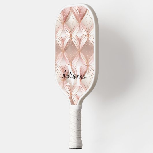 Pearl Blush Pink Rose Gold Abstract Pickleball Paddle (Links)