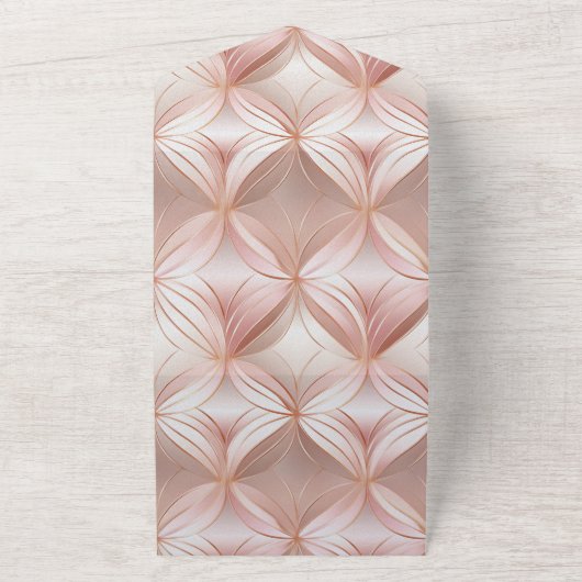 Pearl Blush Pink Rose Gold Abstracte bruiloft All In One Uitnodiging (Buitenkant)