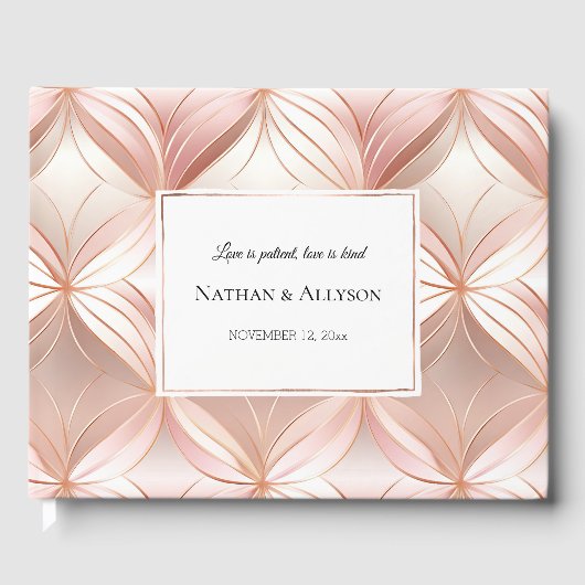 Pearl Blush Pink Rose Gold Abstracte bruiloft Gastenboek (Voorkant)