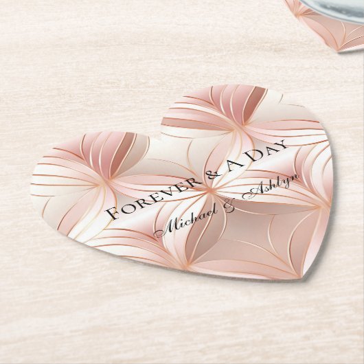 Pearl Blush Pink Rose Gold Abstracte bruiloft Kartonnen Onderzetters (Gekanteld)
