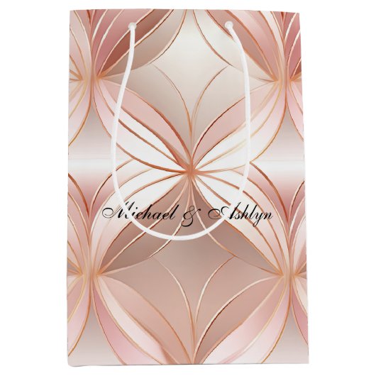 Pearl Blush Pink Rose Gold Abstracte bruiloft Medium Cadeauzakje (Voorkant)
