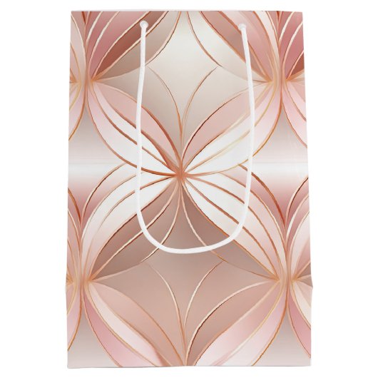 Pearl Blush Pink Rose Gold Abstracte bruiloft Medium Cadeauzakje (Achterkant)