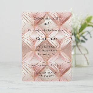 Pearl Blush Pink Rose Gold Glam Circles Verjaardag Kaart
