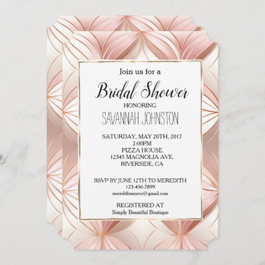 Pearl Blush Pink Rose Gold Vrijgezellenfeest Kaart (Voorkant / Achterkant)