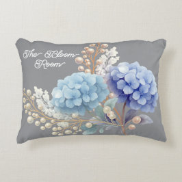 Pearl Blush Powder Blue Hydrangea Waterverf Accent Kussen