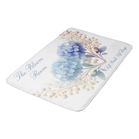Pearl Blush Powder Blue Hydrangea Waterverf Badmat (Gekanteld)