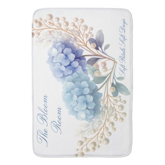 Pearl Blush Powder Blue Hydrangea Waterverf Badmat (Voorkant Verticaal)
