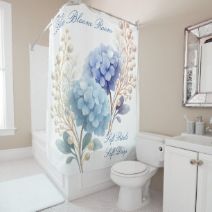 Pearl Blush Powder Blue Hydrangea Waterverf Douchegordijn