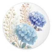 Pearl Blush Powder Blue Hydrangea Waterverf Keramische Knop (Voorkant)