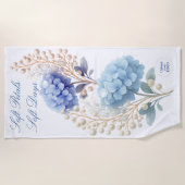 Pearl Blush Powder Blue Hydrangea Waterverf Strandlaken (Voorkant)