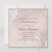 Pearl Blush roze kant bruids Tea Party uitnodiging (Achterkant)
