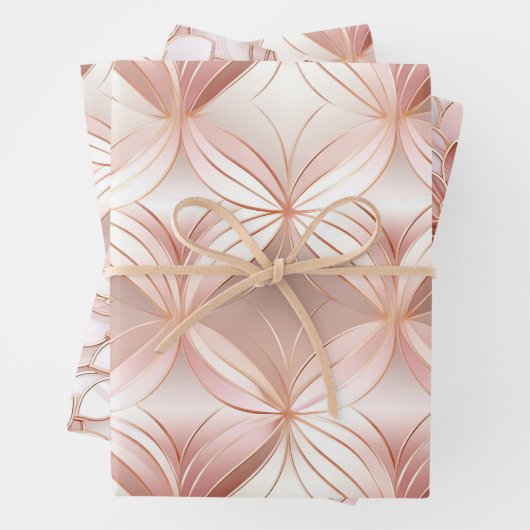 Pearl Blush Roze Rose Goud Bloemen Huwelijk Inpakpapier Vel (In situ)