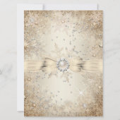 Pearl Bow Beige Cream Gold Snowflake Birthday Kaart (Achterkant)