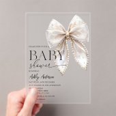 Pearl Bow Girl Baby shower Acryl Uitnodigingen (Insitu (Draagbaar))