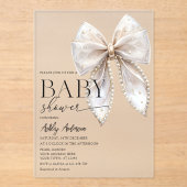 Pearl Bow Girl Baby shower Acryl Uitnodigingen (Voorkant)