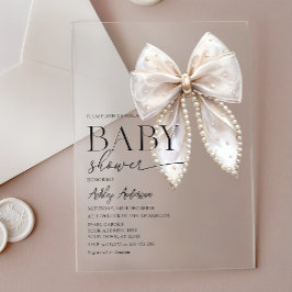 Pearl Bow Girl Baby shower Acryl Uitnodigingen