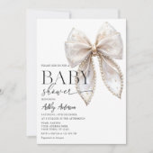 Pearl Bow Girl Baby shower Uitnodiging (Voorkant)