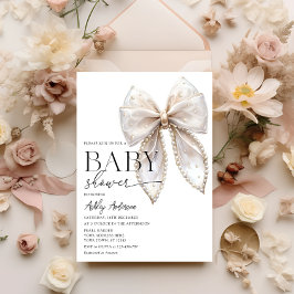 Pearl Bow Girl Baby shower Uitnodiging