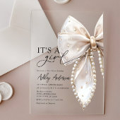 Pearl Bow is een meisje Baby shower Acryl Uitnodigingen