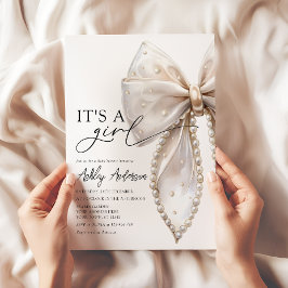 Pearl Bow is een meisje Baby shower Kaart