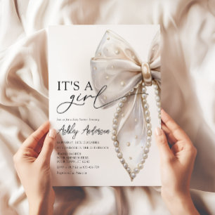 Pearl Bow is een meisje Baby shower Kaart