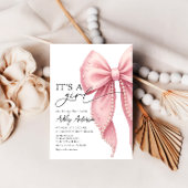 Pearl Bow is een meisje roze Baby shower Kaart