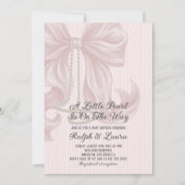 Pearl Bow Meisje Baby Shower Kaart (Voorkant)