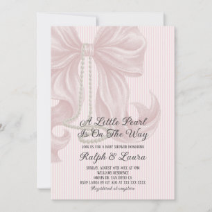 Pearl Bow Meisje Baby Shower Kaart