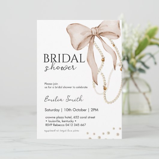 Pearl Bow-Vrijgezellenfeest Kaart (Staand voorkant)