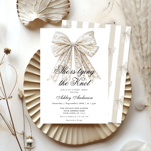 Pearl Bow Ze bindt de knoop Vrijgezellenfeest Kaart