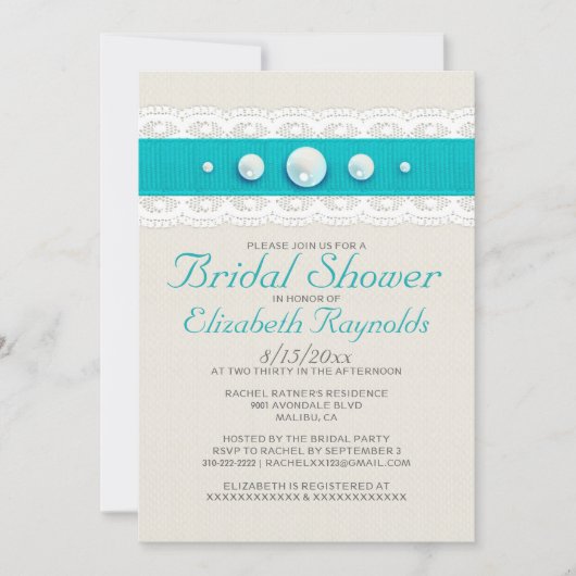 Pearl Bridal Shower Invitations Kaart (Voorkant)
