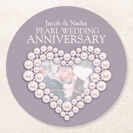 Pearl bruiloft jubileum hart foto onderzetters