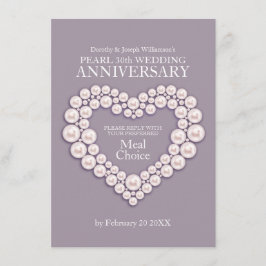 Pearl bruiloft verjaardag maaltijd opties kaart