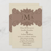 Pearl,  bruine zwellingen bruiloft kaart (Voorkant / Achterkant)