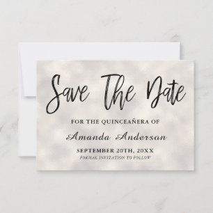 Pearl Brush Script Quinceanera Save The Date