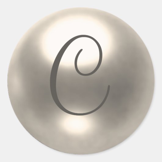 Pearl C monogram bruiloft Ronde Sticker (Voorkant)