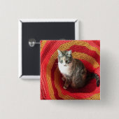 Pearl Cat Afghaans Vierkante Button 5,1 Cm (Voorkant /achterkant)