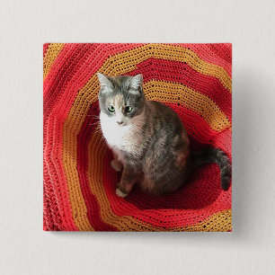 Pearl Cat Afghaans Vierkante Button 5,1 Cm