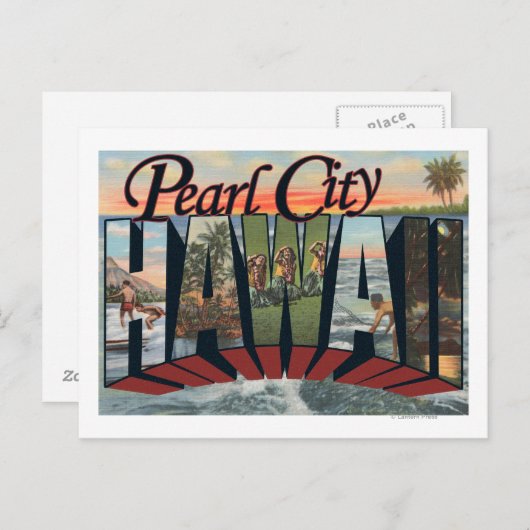 Pearl City, Hawaii - Grote letterscènes Briefkaart (Voorkant / Achterkant)