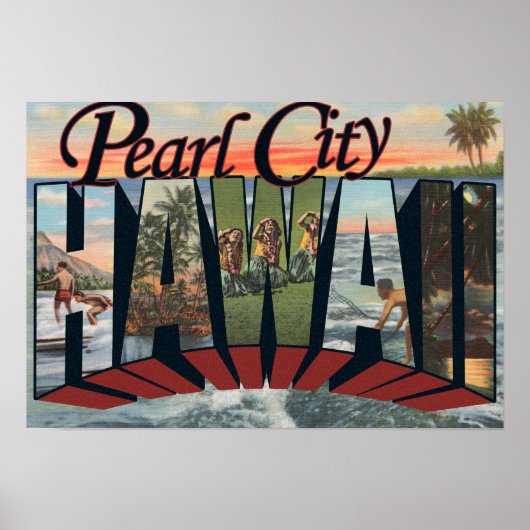 Pearl City, Hawaii - Grote letterscènes Poster (Voorkant)