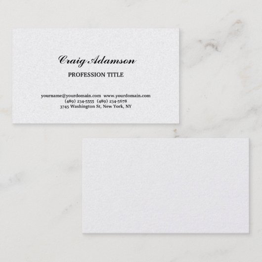 Pearl Classical Elegant Plain Simple Minimalist Visitekaartje (Voorkant / Achterkant)