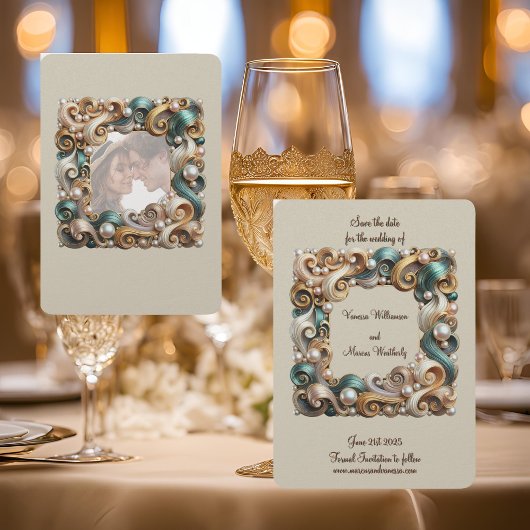 Pearl Coast Elegance Formal Save the Date Kaart