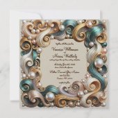 Pearl Coast Elegance formele vierkante bruiloft ui Feestdagenkaart (Voorkant)